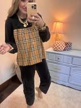 Black Solid & Plaid Mix Match Top
