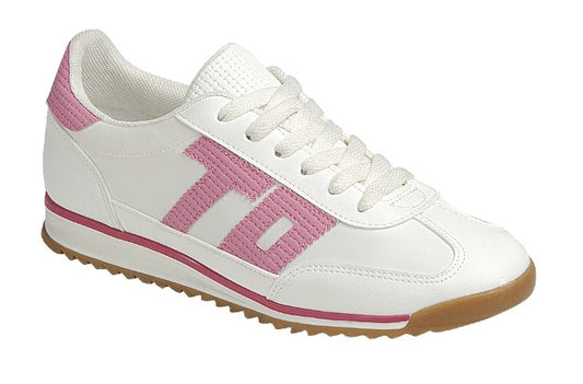 White and Pink T Sneakers
