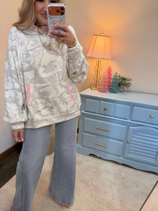 Camo and Pink Over-sized Hoodie