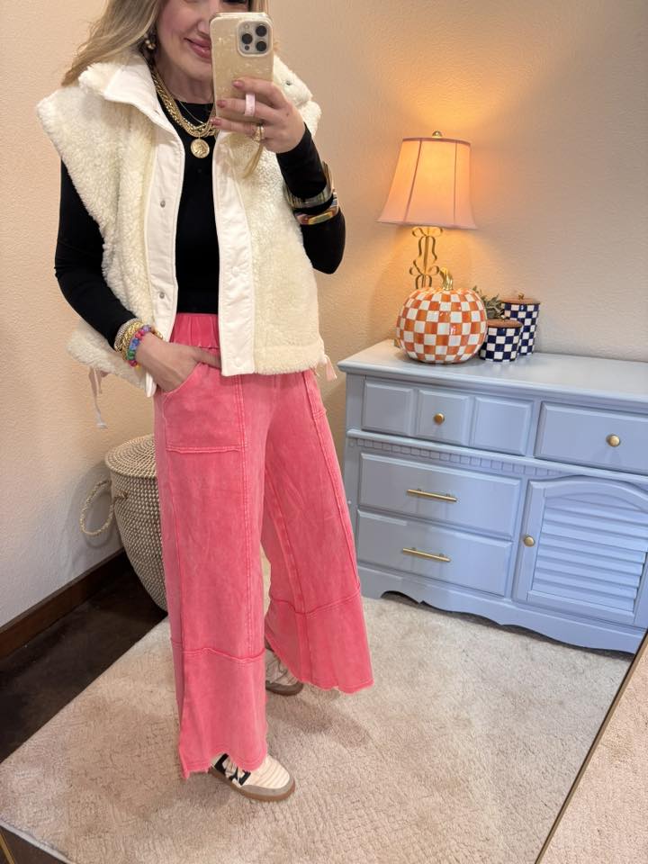 Cream Cozy Sherpa Vest Jacket With Tie-up Side Details