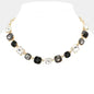 Black Cushion Square Stone Necklace