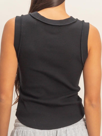 Black Seam Detail Tank Top