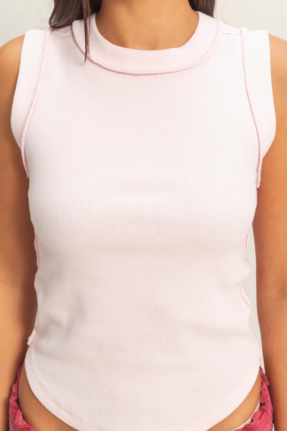 Soft Pink Seam Detail Tank Top