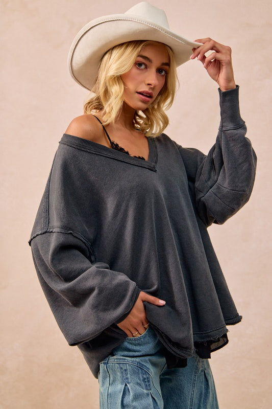 Ash Mineral Washed French Terry Over-sized Sweatshirt FS
