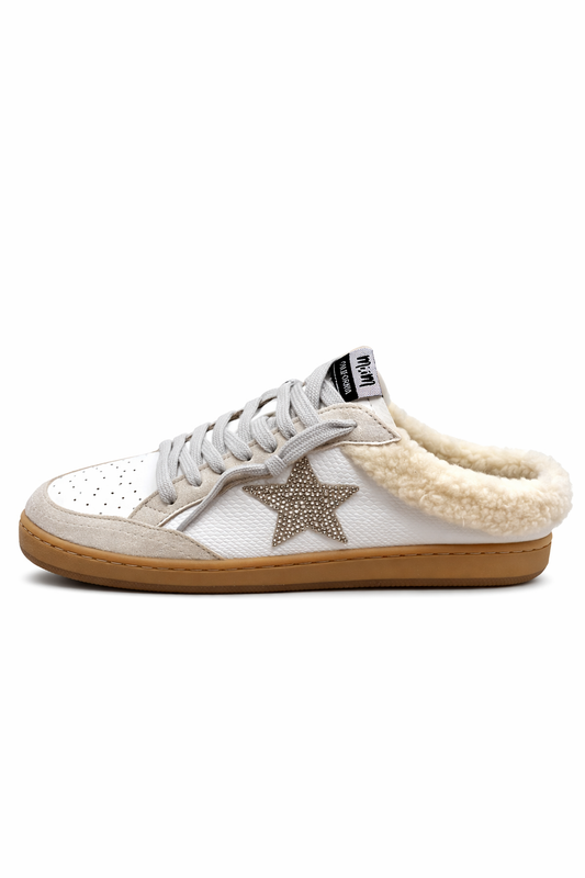 SS52 Fur Slip On Crystal Star Sneakers