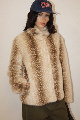 Taupe Fawn Faux Fur Coat