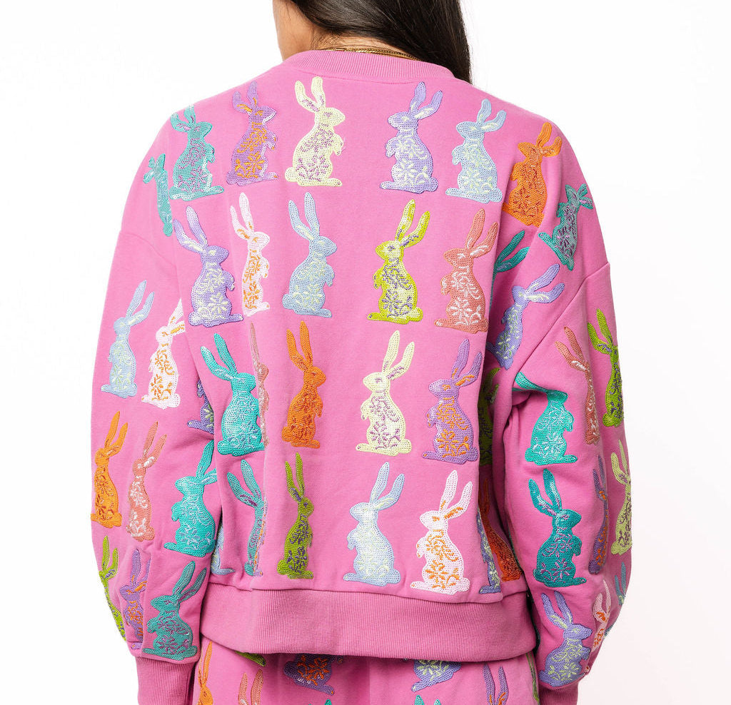 Queen of Sparkles Purple Multi Easter Bunny Sweatshirt