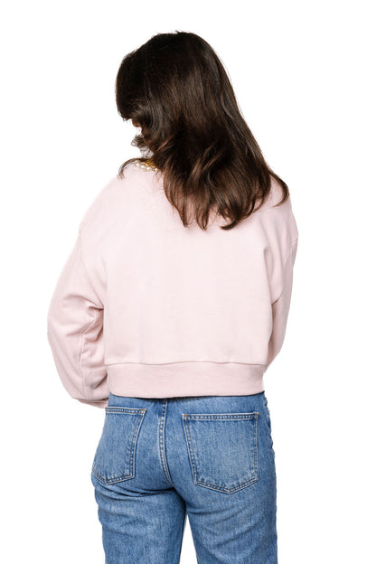 Queen of Sparkles Pink Pearl & Chain V-Day Charm Necklace Sweatshirt