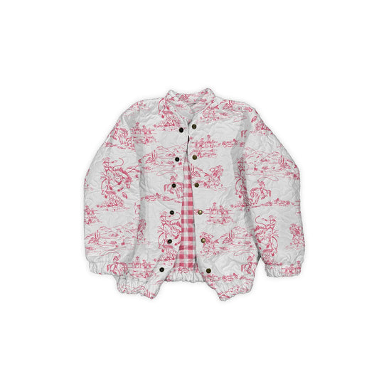 Ida Mae Koda Rider Fuchsia Quilted Bomber Jacket