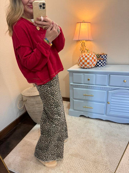 Red Criss Cross Back French Terry Top