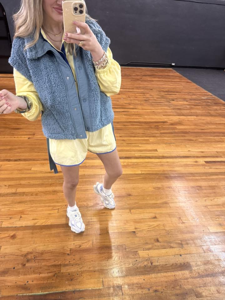 Blue Sherpa Side Tie Vest