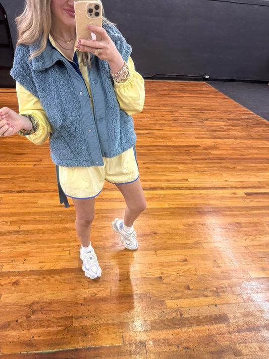 Blue Sherpa Side Tie Vest