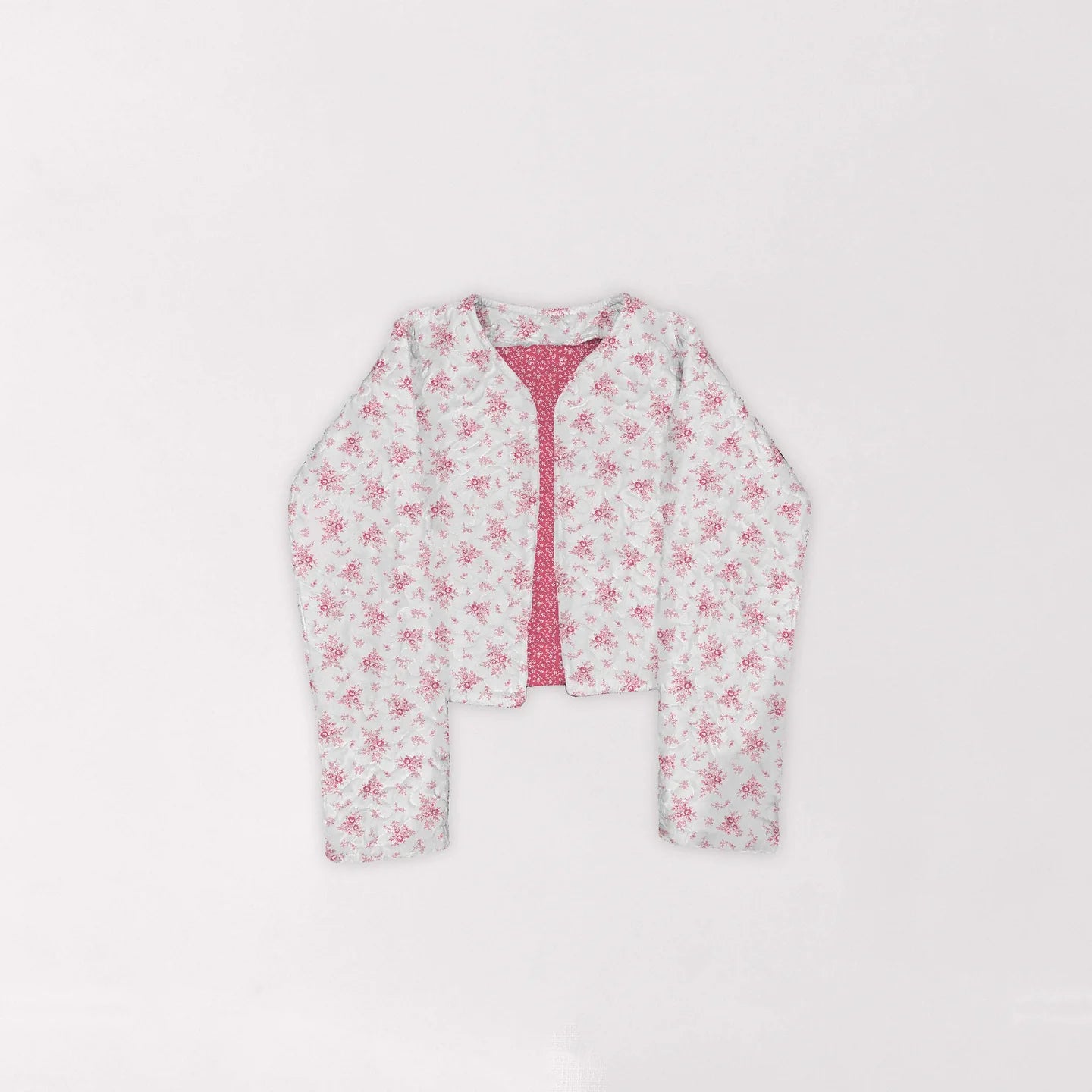 Ida Mae Picnic Floral Fuchsia Cropped Quilted Jacket