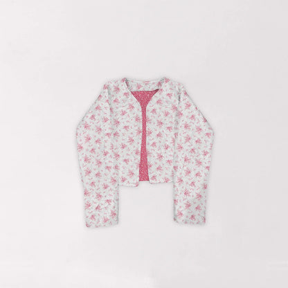 Ida Mae Picnic Floral Fuchsia Cropped Quilted Jacket