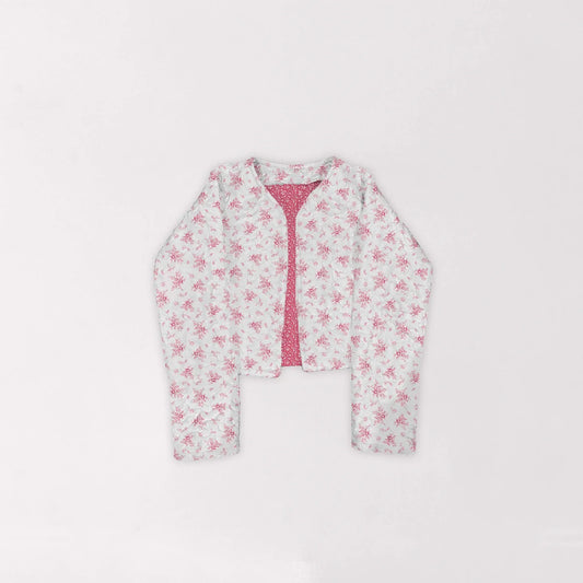 Ida Mae Picnic Floral Fuchsia Cropped Quilted Jacket