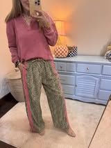Leopard Pink Lace & Sporty Ribbon Striped Pants