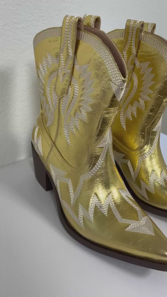 Gold Short Cowboy Boots