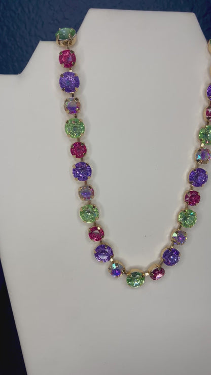 Light Multi Crystal Stone Magnetic Necklace