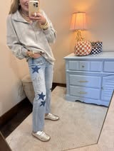 Light High Rise Star Patched Dad Jean